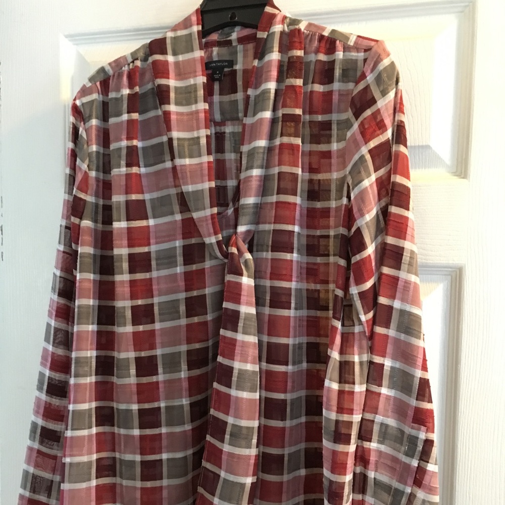 Ann Taylor plaid blouse